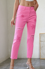 Load image into Gallery viewer, Pink Star Patchwork Jeans