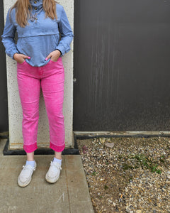 Mid-Waist Hot Pink Jeans