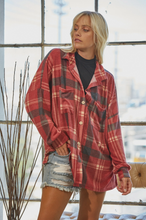 Load image into Gallery viewer, Brushed Cashmere Plaid Shacket Red