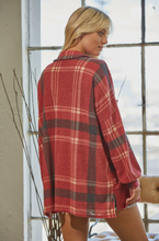 Load image into Gallery viewer, Brushed Cashmere Plaid Shacket Red