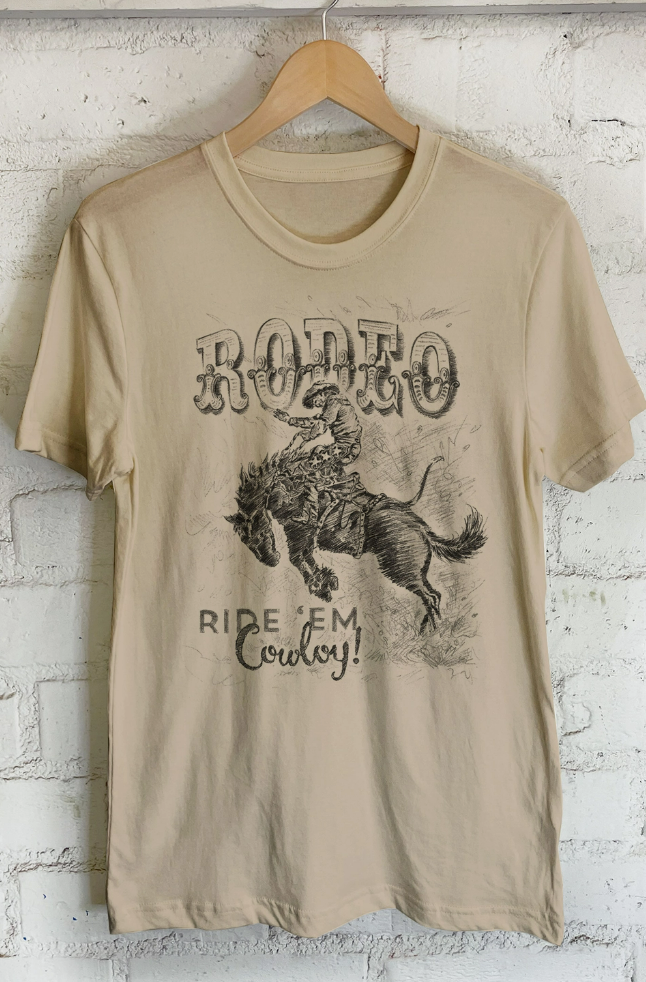 Rodeo Ride Em' Cowboy-hand Drawn