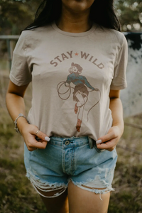 Pinup Cowgirl Stay Wild Western Graphic T-shirt